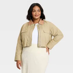 Women's Transitional Cropped Jacket - A New Day™ Tan XXL