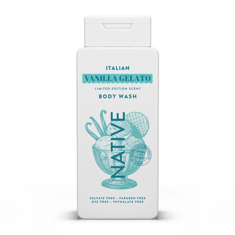 slide 1 of 9, Native Limited Edition Global Flavors Sulfate-Free Body Wash - Italian Vanilla Gelato - 18 fl oz: Basic Cleansing, Whole Body, For Normal, Oily, 18 fl oz
