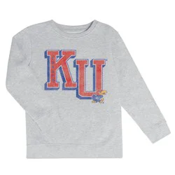 NCAA Kansas Jayhawks Boys' Ash Crew Neck Fleece Sweatshirt - L