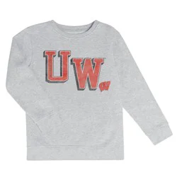 NCAA Wisconsin Badgers Boys' Ash Crew Neck Fleece Sweatshirt - XS