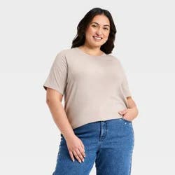 Women's Short Sleeve T-Shirt - Ava & Viv™ Taupe 2X
