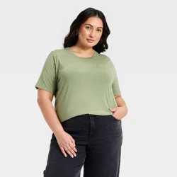 Women's Short Sleeve T-Shirt - Ava & Viv™ Olive Green 1X