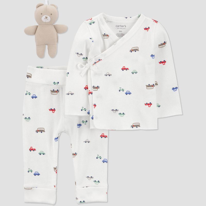 slide 1 of 4, Carter's Just One You® Baby Boys' 3pc Toy & Car Top and Bottom Set - Ivory Newborn, 3 ct