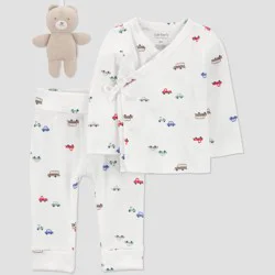 Carter's Just One You® Baby Boys' 3pc Toy & Car Top and Bottom Set - Ivory 9M