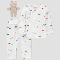 Carter's Just One You® Baby Boys' 3pc Toy & Car Top and Bottom Set - Ivory 12M