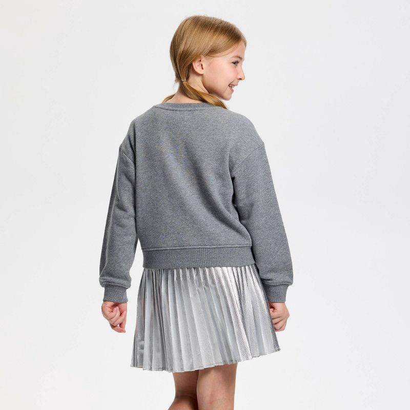 slide 3 of 4, Owillo® Girls' French Terry Trees and Bows Sweatshirt - Gray S, 1 ct