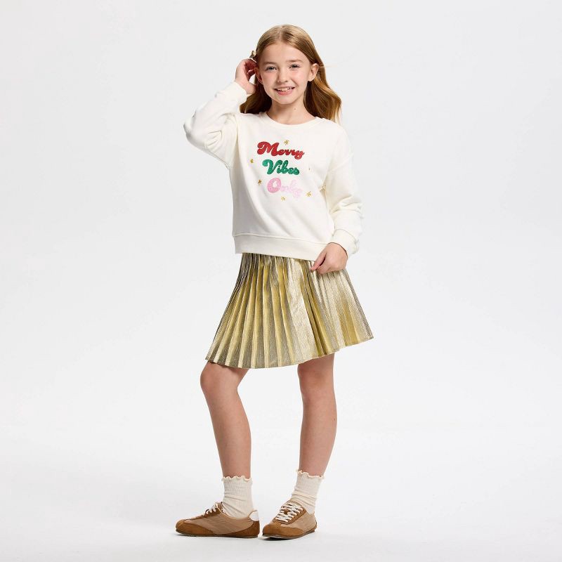 slide 2 of 10, Owillo® Girls' Foil Pleated Skirt - Gold S, 1 ct