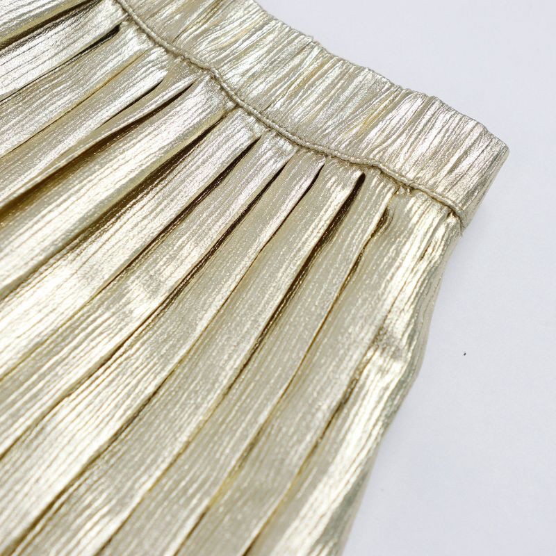 slide 8 of 10, Owillo® Girls' Foil Pleated Skirt - Gold S, 1 ct