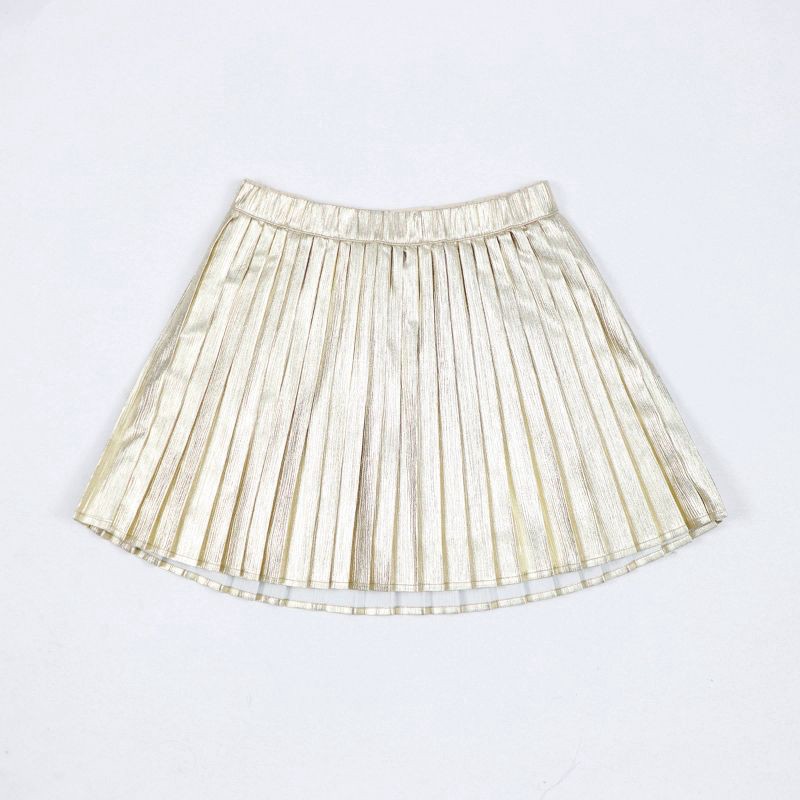 slide 10 of 10, Owillo® Girls' Foil Pleated Skirt - Gold M, 1 ct
