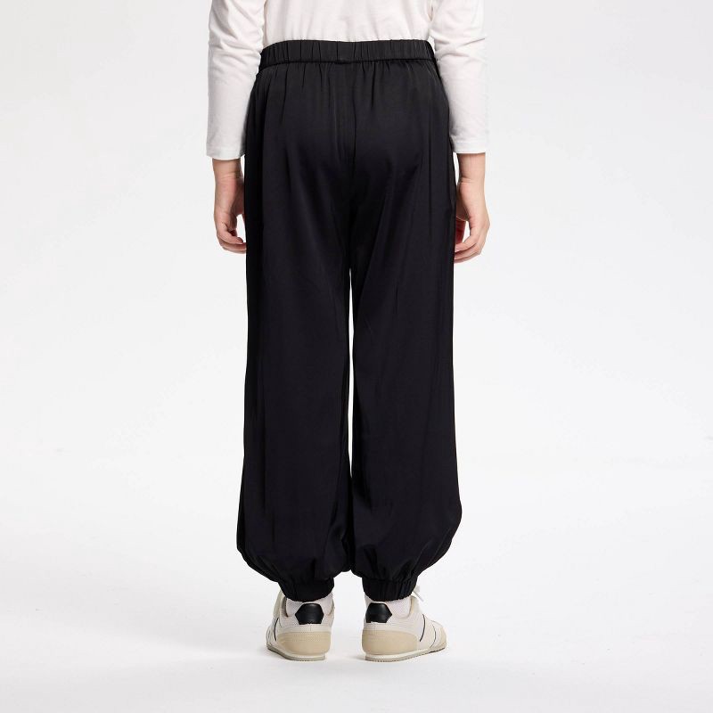 slide 11 of 11, Owillo® Girls' Satin Parachute Pants - Black XL, 1 ct