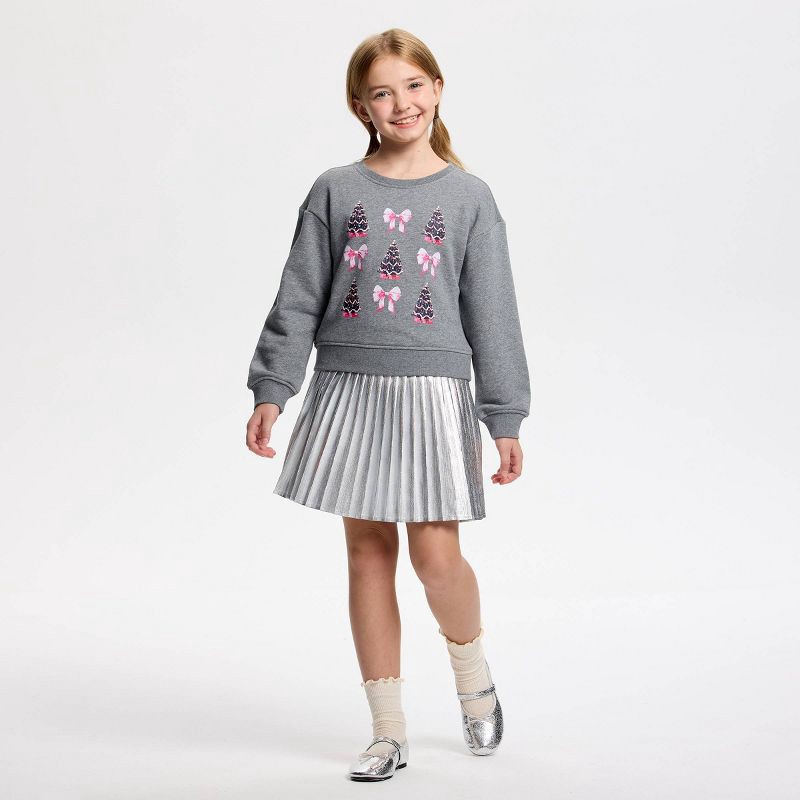 slide 4 of 11, Owillo® Girls' Foil Pleated Skirt - Silver M, 1 ct