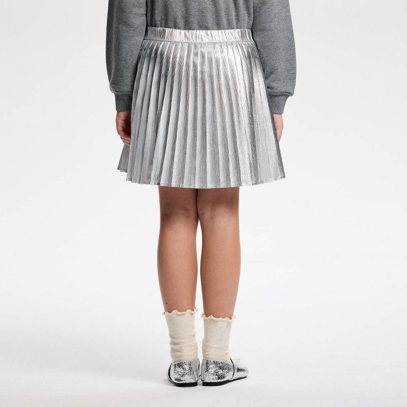 slide 2 of 11, Owillo® Girls' Foil Pleated Skirt - Silver XL, 1 ct