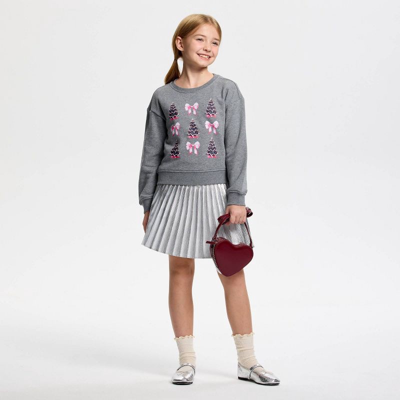 slide 3 of 11, Owillo® Girls' Foil Pleated Skirt - Silver XL, 1 ct