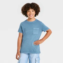 Boys' Short Sleeve Washed Pocket T-Shirt - Cat & Jack™ Blue XS
