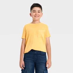 Boys' Short Sleeve Washed Pocket T-Shirt - Cat & Jack™ Light Gold M