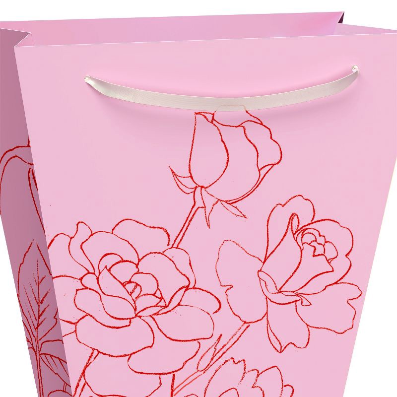 slide 3 of 5, American Greetings Valentine's Day Bouquet Bag Pink Floral Linework, 1 ct