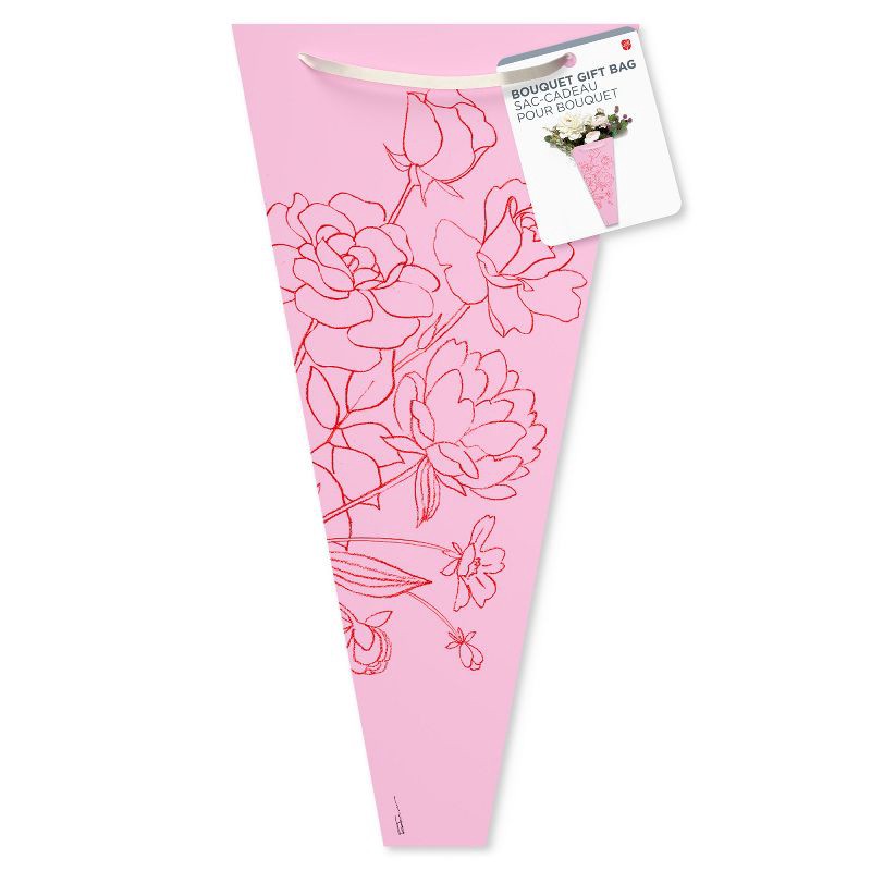 slide 5 of 5, American Greetings Valentine's Day Bouquet Bag Pink Floral Linework, 1 ct