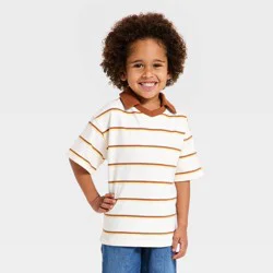 Toddler Boys' Oversized Short-Sleeve Polo Shirt - Cat & Jack™ Cream 18M