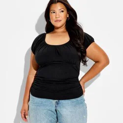 Women's Cap Sleeve Scoop Neck Emma Top - Wild Fable™ Black XXL