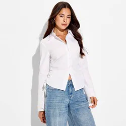 Women's Slim Fit Bell Long Sleeve Collared Button-Down Shirt - Wild Fable™ White XL