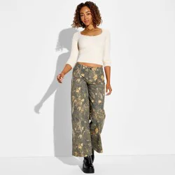 Women's Wide Leg Utility Pants - Wild Fable™ Camo M