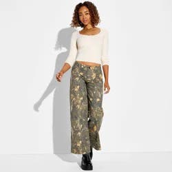 Women's Wide Leg Utility Pants - Wild Fable™ Camo M
