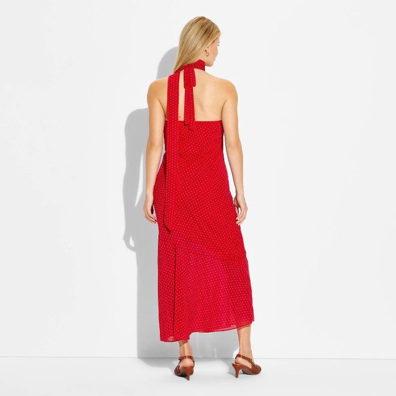 slide 3 of 3, Women's Halter Scarf Maxi Dress - Wild Fable™ Red Polka Dots XL, 1 ct