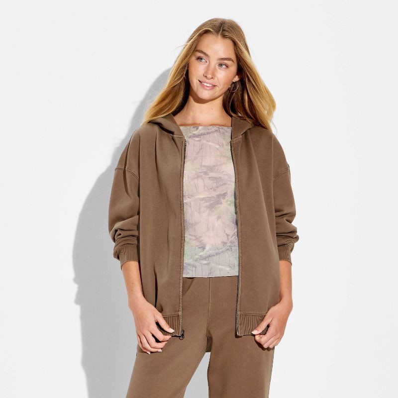 slide 2 of 3, Women's Full Zip Hoodie - Wild Fable™ Espresso XL, 1 ct