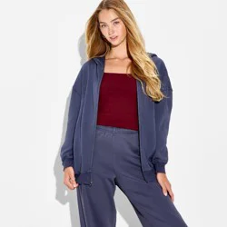 Women's Full Zip Hoodie - Wild Fable™ Slate Blue M