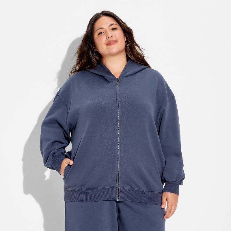 slide 2 of 3, Women's Full Zip Hoodie - Wild Fable™ Slate Blue XXL, 1 ct