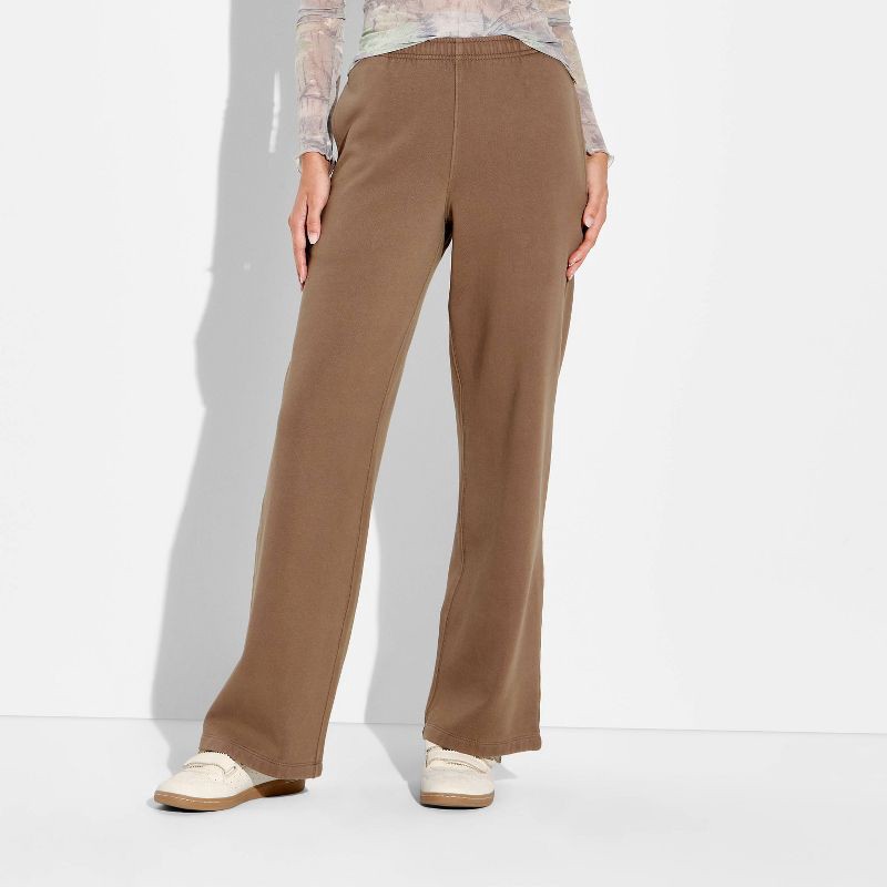 slide 2 of 3, Women's Mid-Rise Wide Leg Sweatpants - Wild Fable™ Espresso S, 1 ct