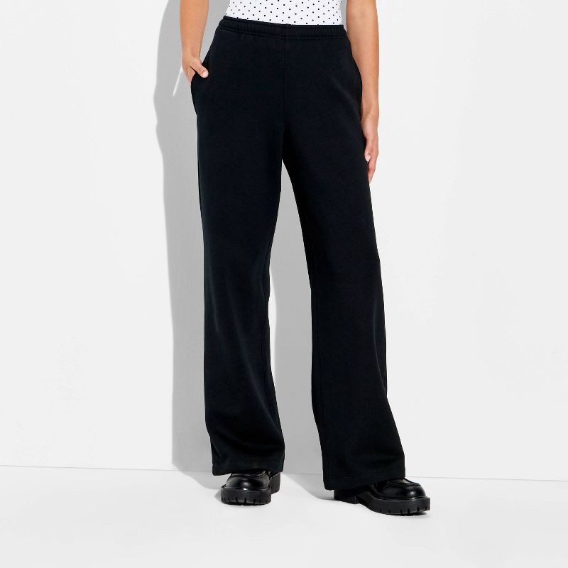 slide 2 of 3, Women's Mid-Rise Wide Leg Sweatpants - Wild Fable™ Slate Black XS, 1 ct