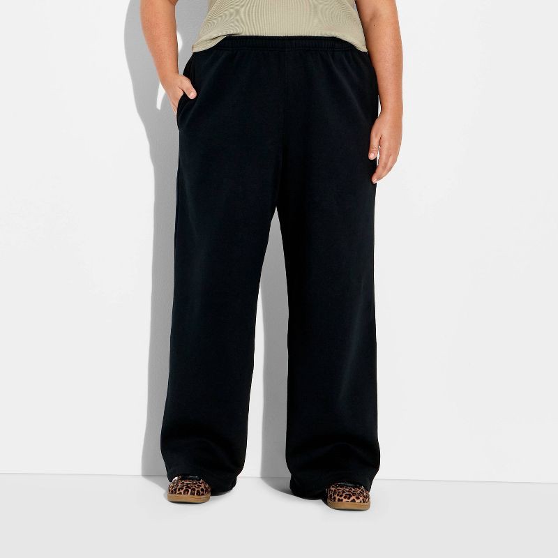 slide 2 of 3, Women's Mid-Rise Wide Leg Sweatpants - Wild Fable™ Slate Black XXL, 1 ct