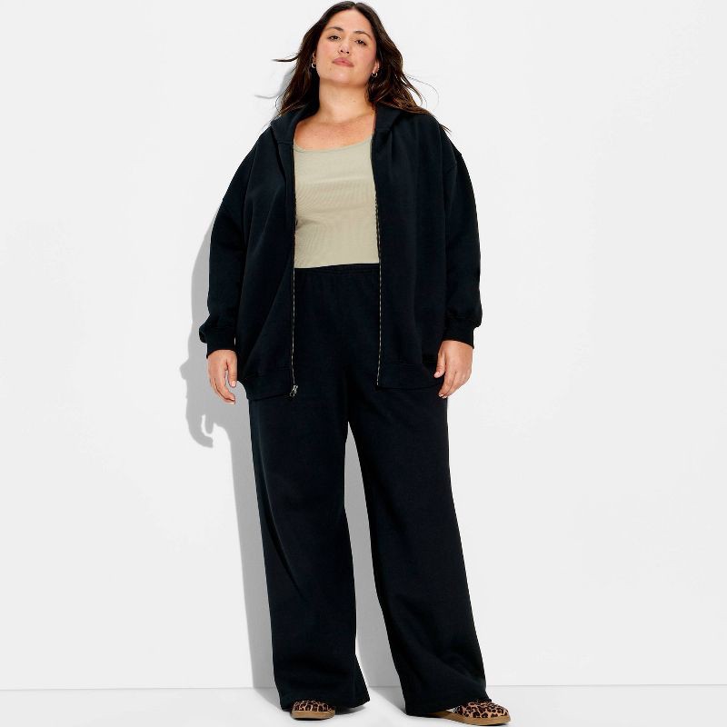 slide 1 of 3, Women's Mid-Rise Wide Leg Sweatpants - Wild Fable™ Slate Black XXL, 1 ct