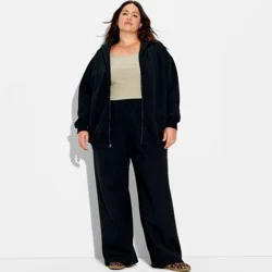 Women's Mid-Rise Wide Leg Sweatpants - Wild Fable™ Slate Black XXL