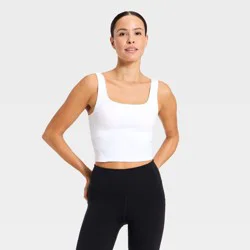 Women's Super Flex Square Neck Ultra Cropped Tank Top - All In Motion™ White XXL