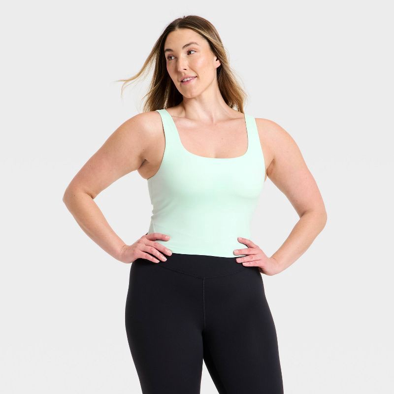 slide 4 of 5, Women's Dynamic Flex Square Neck Ultra Cropped Tank Top - All In Motion™ Mint Green XS, 1 ct