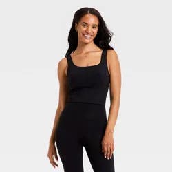 Women's Super Flex Square Neck Ultra Cropped Tank Top - All In Motion™ Black M