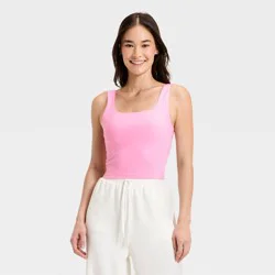 Women's Super Flex Square Neck Ultra Cropped Tank Top - All In Motion™ Pink S