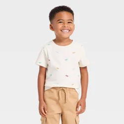 Toddler Boys' Classic Fit Graphic T-Shirt - Cat & Jack™ Cream 18M