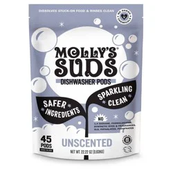 Molly's Suds Dishwasher Detergent Pods - Unscented - 45ct: Paraben-Free, Phosphate-Free, Vegan, Sanitizes