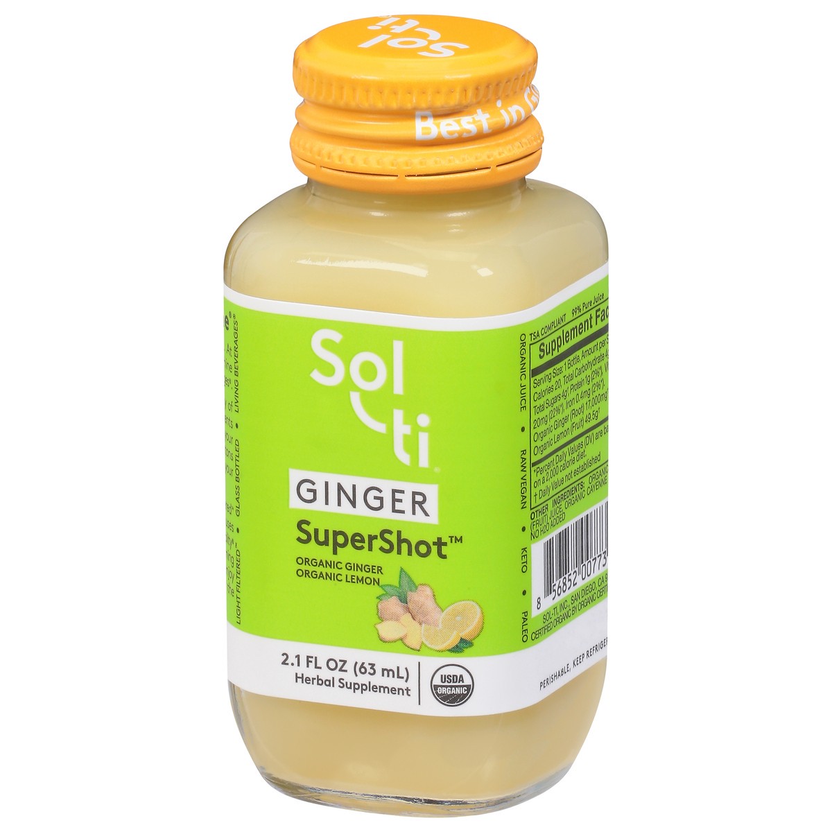 slide 7 of 9, Sol-ti Supershot Ginger Living Beverage 2.1 fl oz, 2.10 fl oz