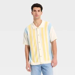 Men's Easter Capsule Collared Cardigan - Goodfellow & Co™ Yellow Striped L