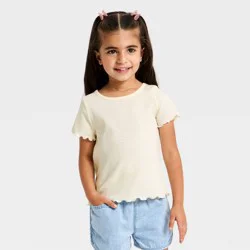 Toddler Girls' Short Sleeve Ribbed T-Shirt - Cat & Jack™ Light Cream 4T