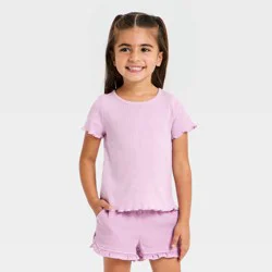Toddler Girls' Short Sleeve Ribbed T-Shirt - Cat & Jack™ Light Purple 3T