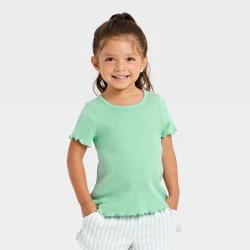 Toddler Girls' Short Sleeve Ribbed T-Shirt - Cat & Jack™ Mint Green 12M