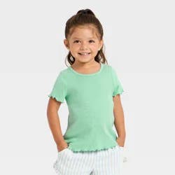 Toddler Girls' Short Sleeve Ribbed T-Shirt - Cat & Jack™ Mint Green 3T