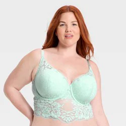 Women's Lightly Lined Lace Lingerie Bra Top - Auden™ Mint Blue XXL