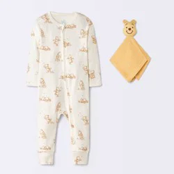 Baby 2pc Winnie The Pooh Romper and Toy Gift Set - Cloud Island™ Cream 0-3M