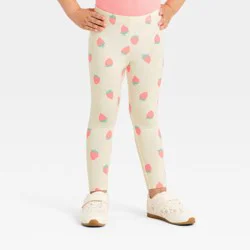 Toddler Girls' Strawberries Printed Leggings - Cat & Jack™ Cream 5T